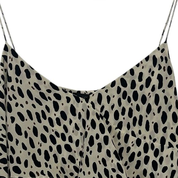 J. Crew Silk Animal Print Leopard Cami Tank Top Blouse Womens 6 Black Cream - Picture 4 of 8